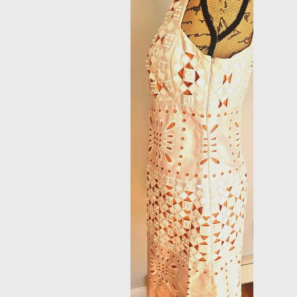 Per Se Carlisle 100% Silk Dress. intricate cut-out pattern embellishments SZ 2 - Picture 5 of 13